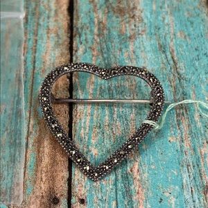 ⭐️Vintage Sterling Silver Marcasite Heart Pin NWT